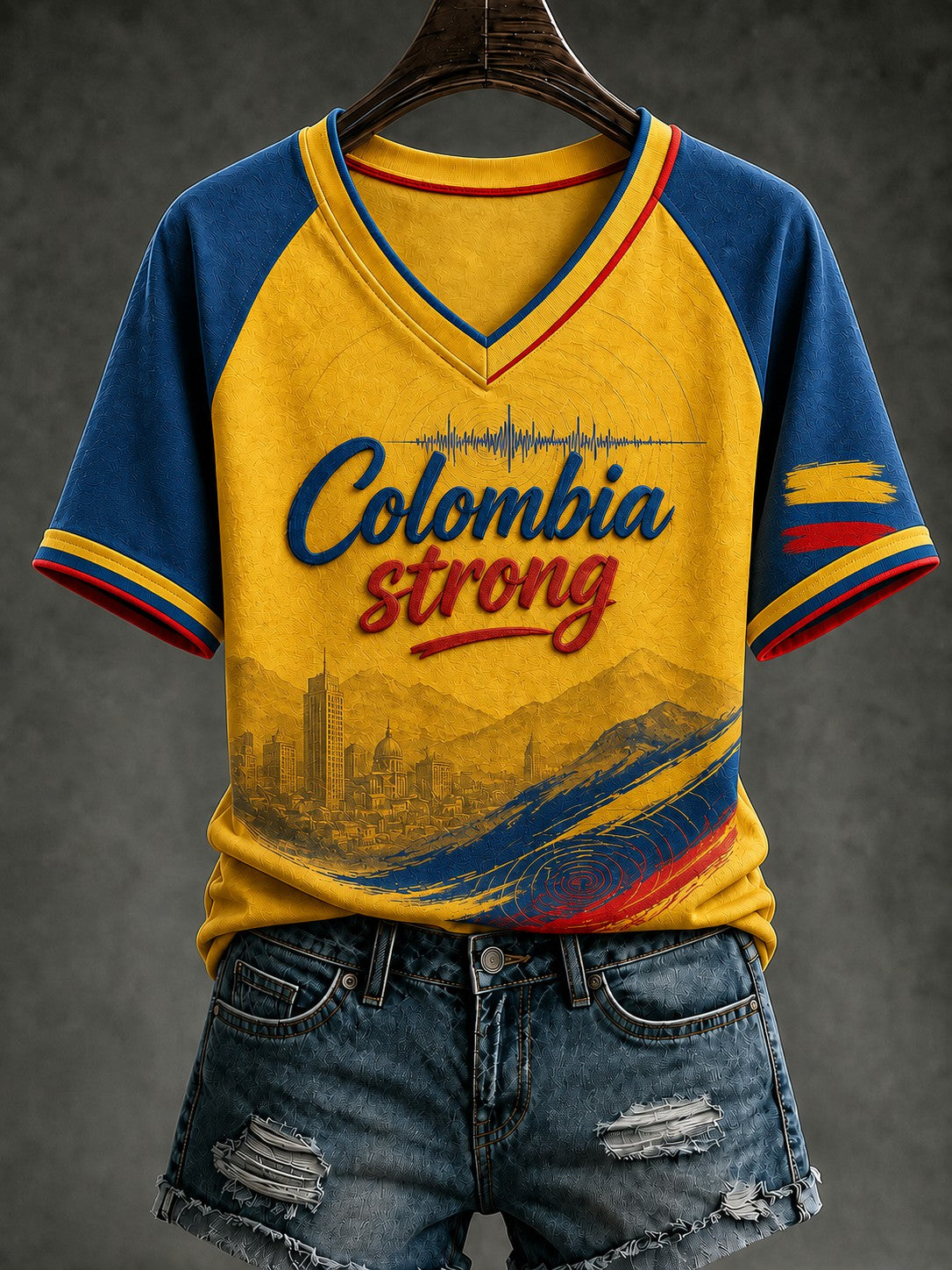 Women's Colombia Strong Printed V-neck T-shirt gracestitchs