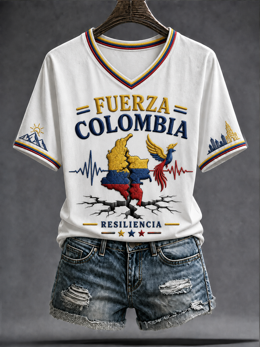 Women's Colombia Strong Pray For Colombia short-sleeved T-shirt gracestitchs