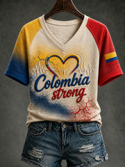 Women's Colombia Strong Printed V-neck T-shirt gracestitchs