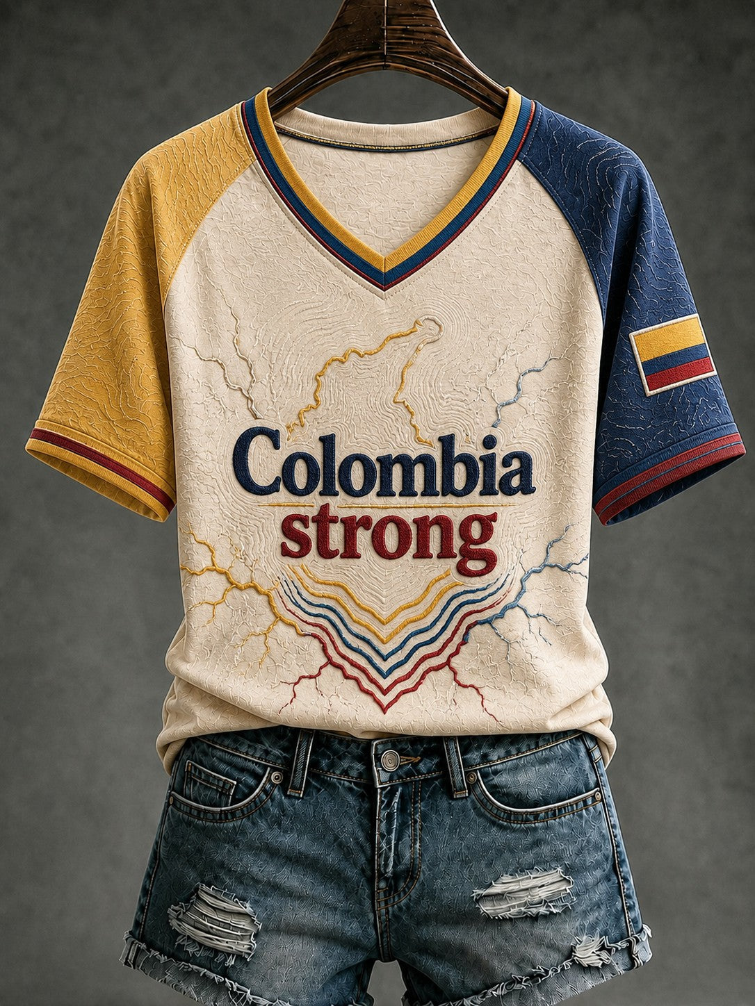 Women's Colombia Strong Printed V-neck T-shirt gracestitchs