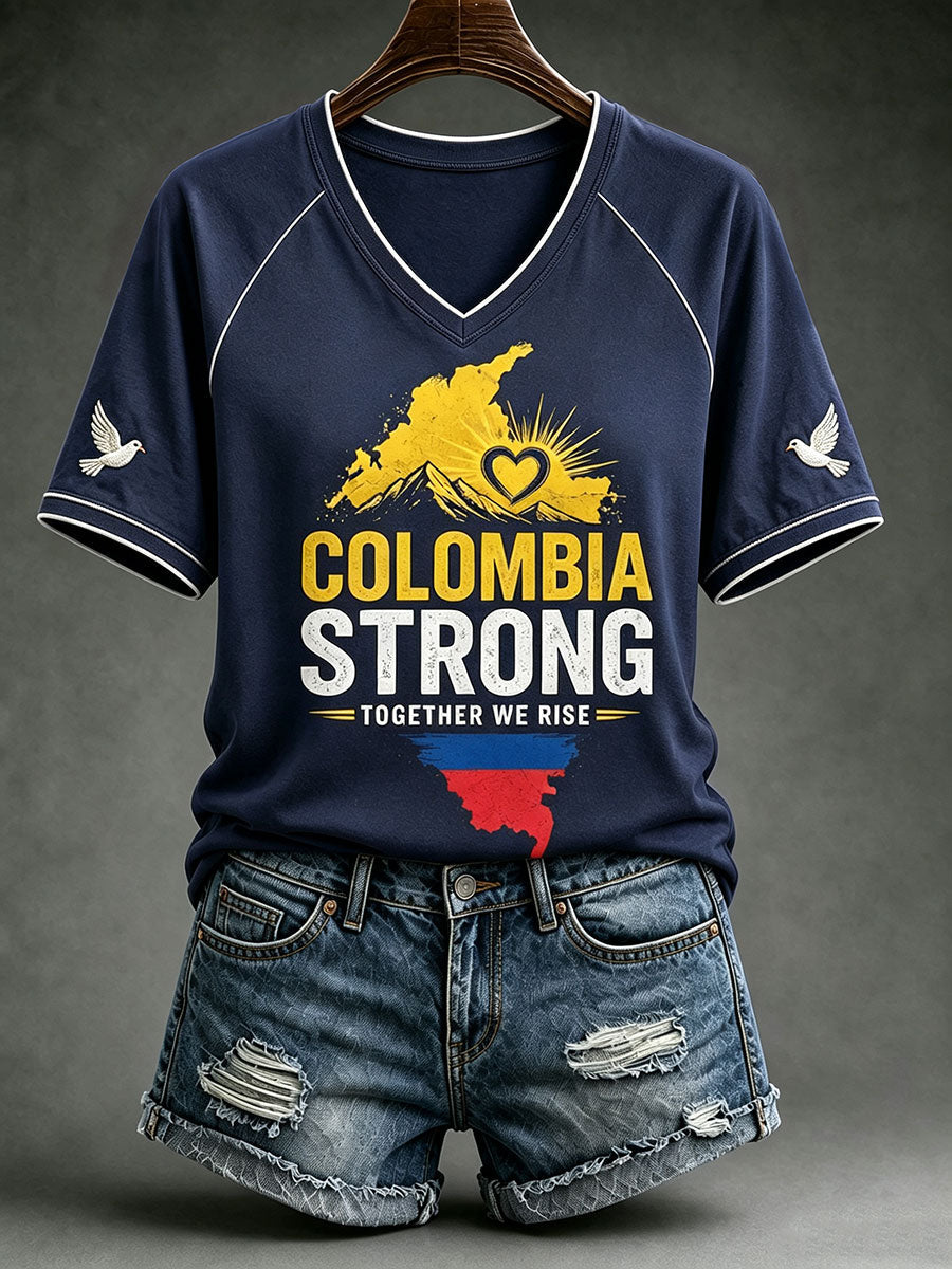 Women's Colombia Strong V-neck T-shirt gracestitchs