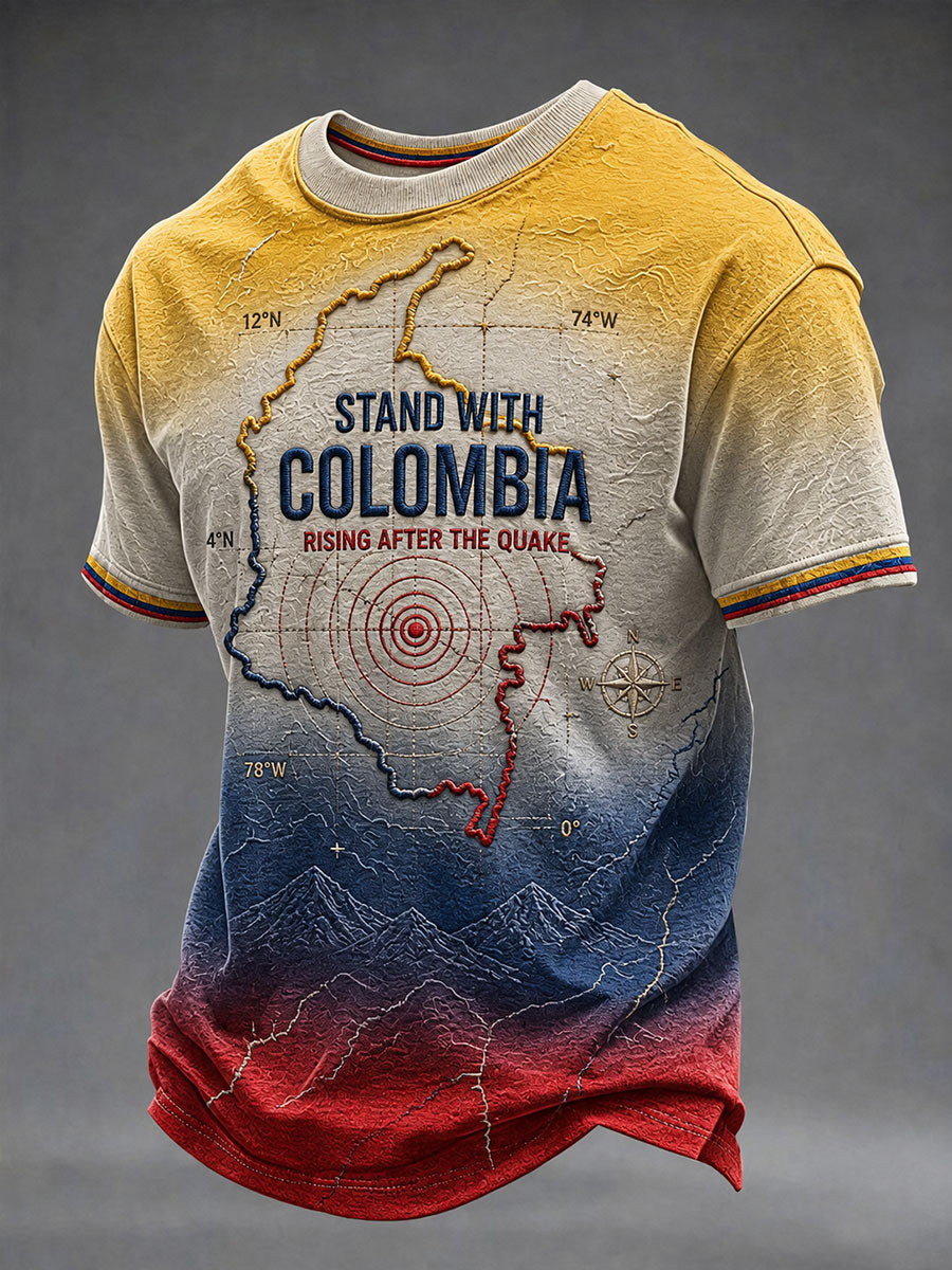 Men's Stand With Colombia Short Sleeves T-shirt gracestitchs