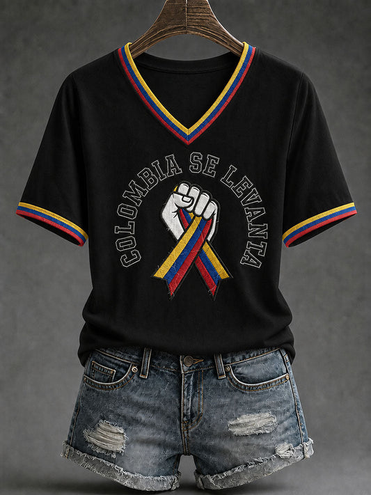 Women's Colombia Se Levanta Printed Casual T-Shirt gracestitchs