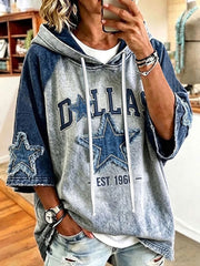 Women’s Game Day Football Print Casual Hoodie gracestitchs