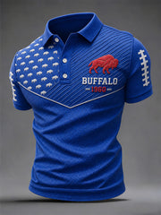 Men's Football Lover Buffalo Print Polo gracestitchs