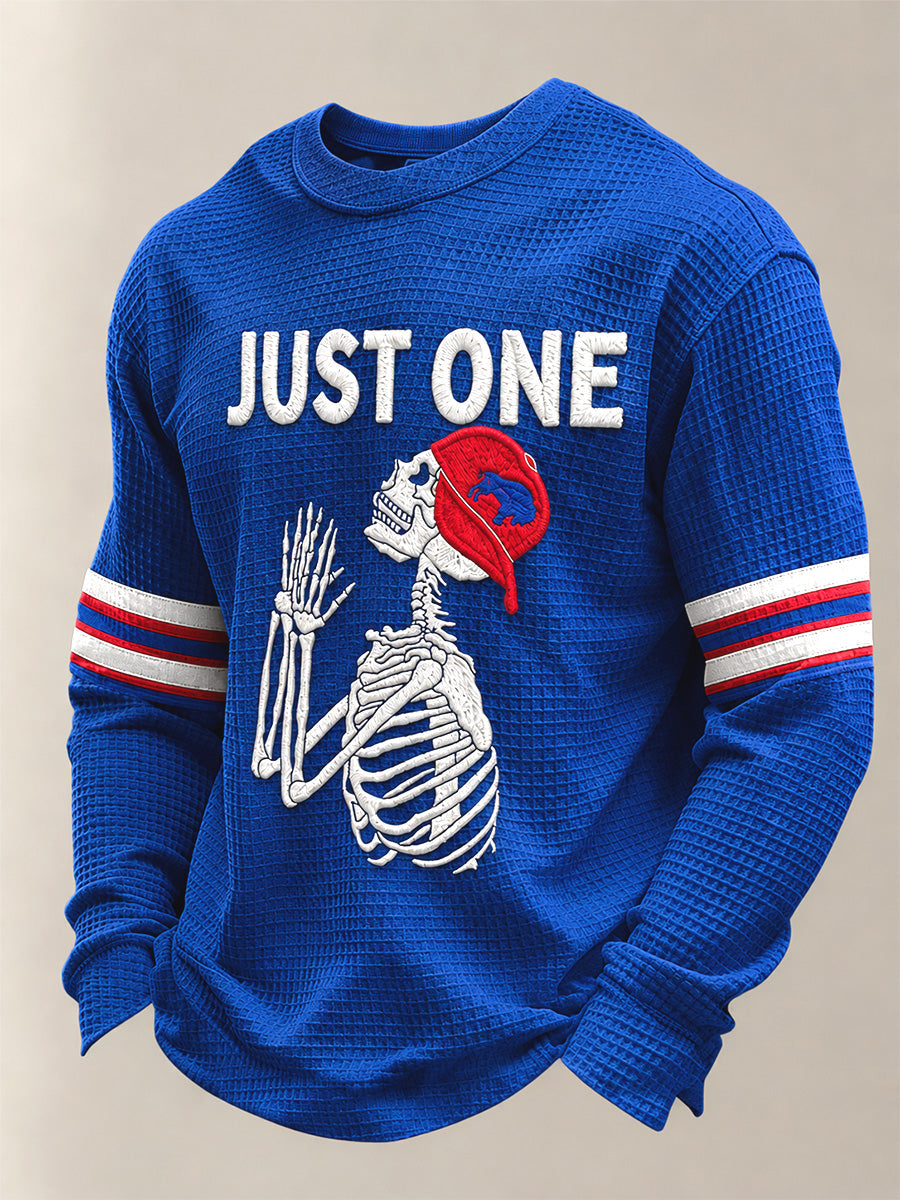 Men's Football Lover Buffalo Print Casual Waffle Long Sleeve Top gracestitchs