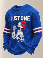 Men's Football Lover Buffalo Print Casual Waffle Long Sleeve Top gracestitchs