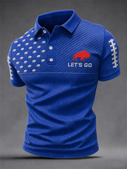 Men's Football Lover Buffalo Print Polo gracestitchs