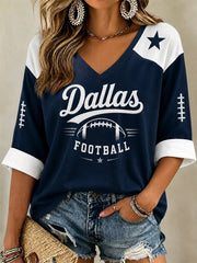 Women's Football Gameday Gift For Football Fans Casual V-Neck Tee gracestitchs
