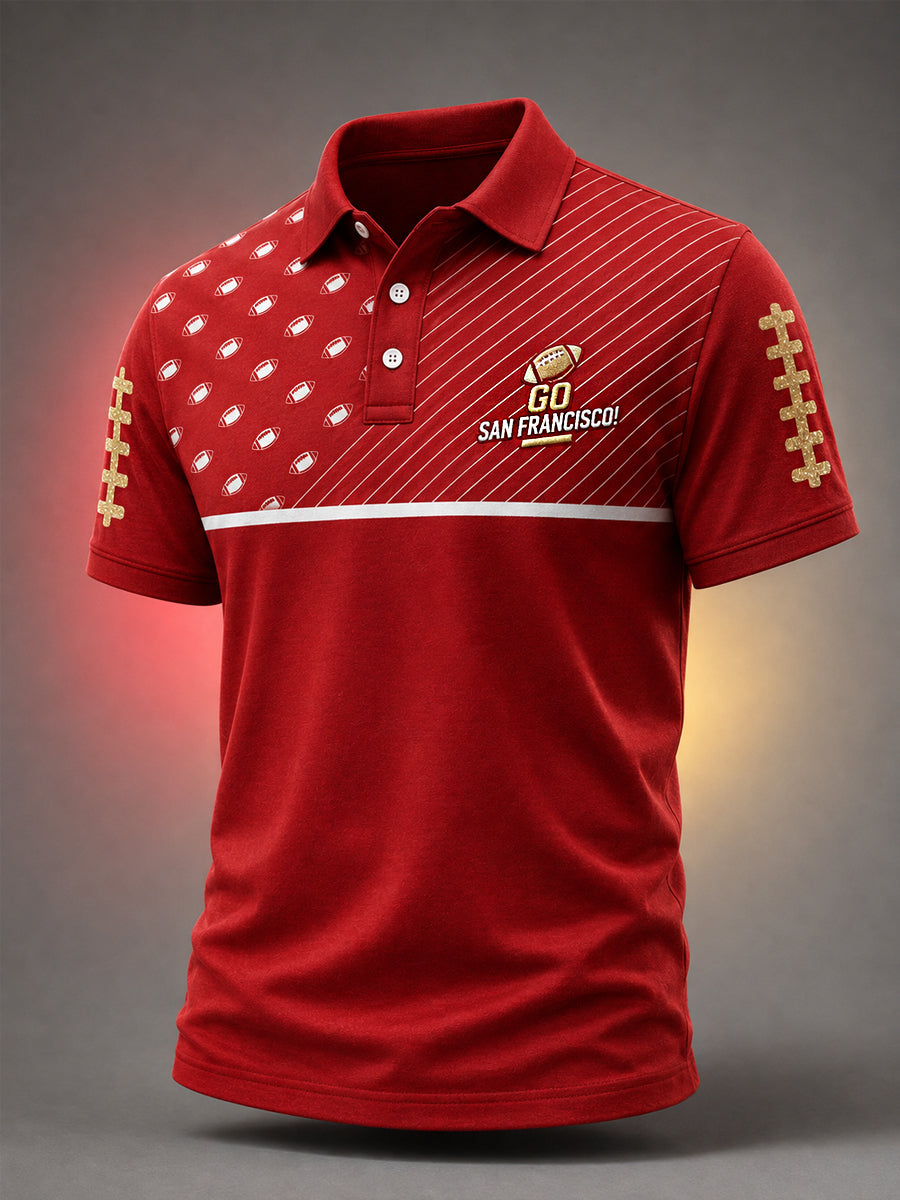 Men's Football Gameday Gift For Football Fans Casual Polo gracestitchs