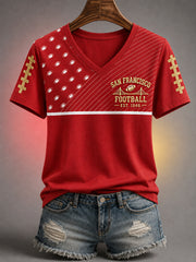 Women's Football Gameday Gift For Football Fans Casual V-Neck Tee gracestitchs