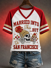 Women's Football Gameday Gift For Football Fans Casual V-Neck Tee gracestitchs