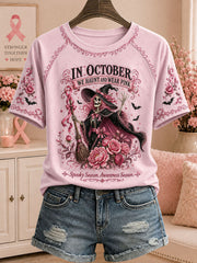 Women's In October We Wear Pink Printed Casual T-Shirt gracestitchs