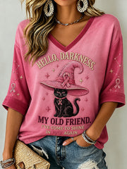 Women's Hello Darkness My Old Friend I've Come To Shine In Pink Again T-shirt gracestitchs