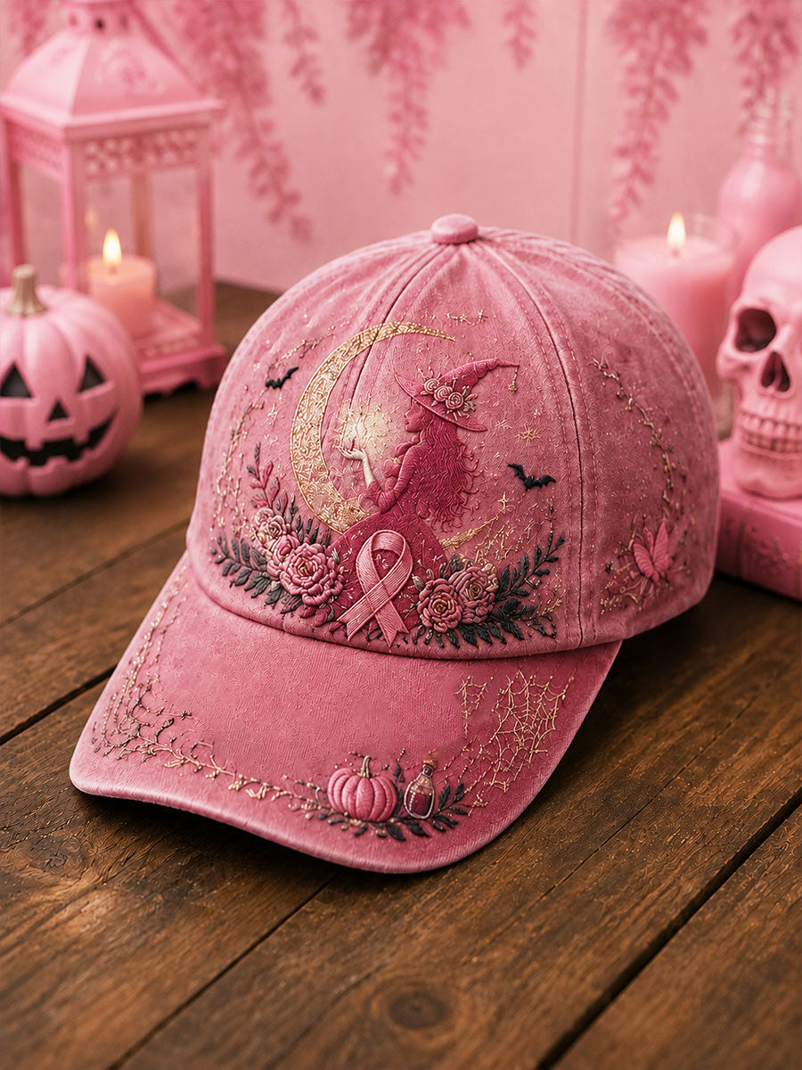 Breast Cancer Awareness Halloween Witch-Themed Casual Unisex  Hat gracestitchs