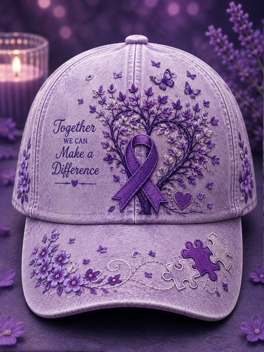 Unisex Purple Flora Art Print Hat gracestitchs