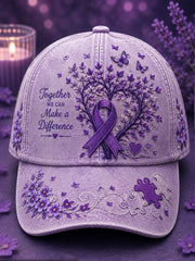 Unisex Purple Flora Art Print Hat gracestitchs