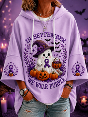 Women’s In September We Wear Purple Short-Sleeve Hoodie gracestitchs