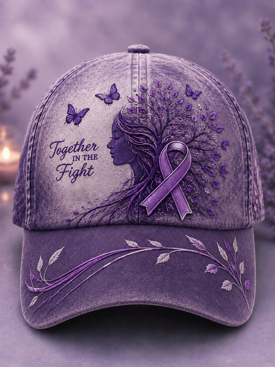 Unisex Purple Flora Art Print Hat gracestitchs