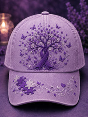 Unisex Purple Flora Art Print Hat gracestitchs