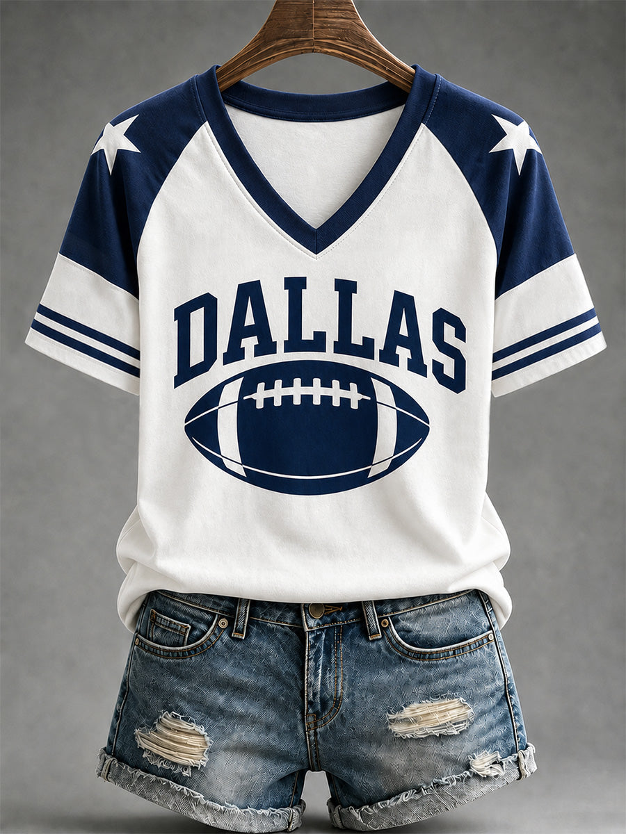 Women's Football Gameday Gift For Football Fans Casual V-Neck Tee gracestitchs