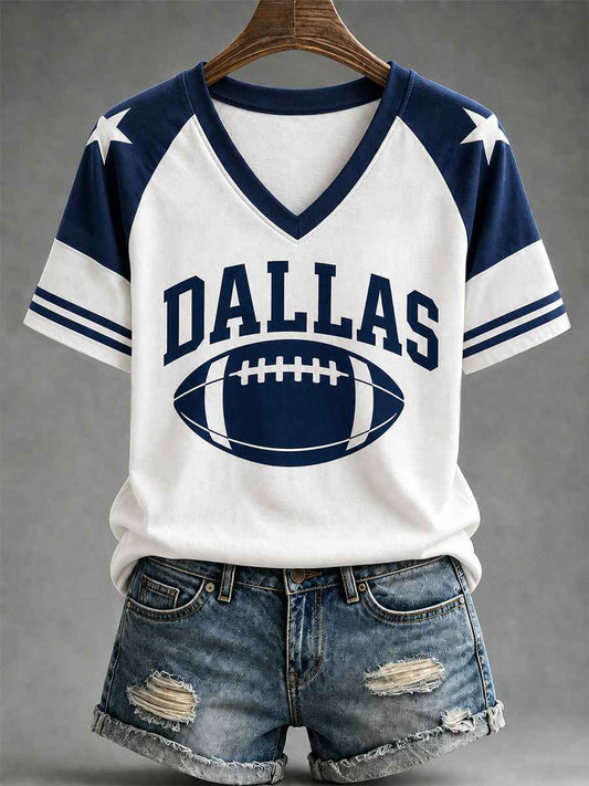 Women's Football Gameday Gift For Football Fans Casual V-Neck Tee