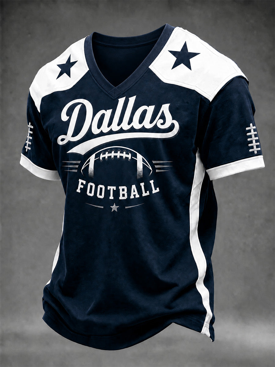 Men's Football Gameday Gift For Football Fans Casual V-Neck Tee gracestitchs