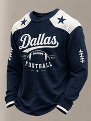 Men's Football Gameday Gift For Football Fans Casual Waffle Long Sleeve Top gracestitchs
