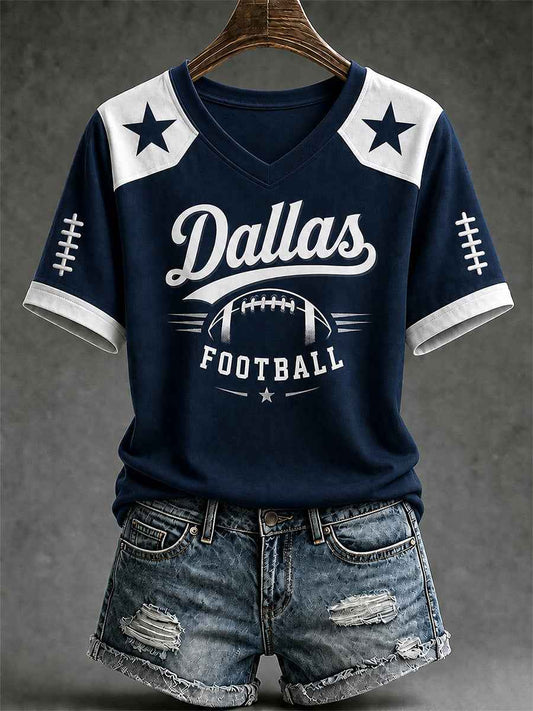 Women's Football Gameday Gift For Football Fans Casual V-Neck Tee