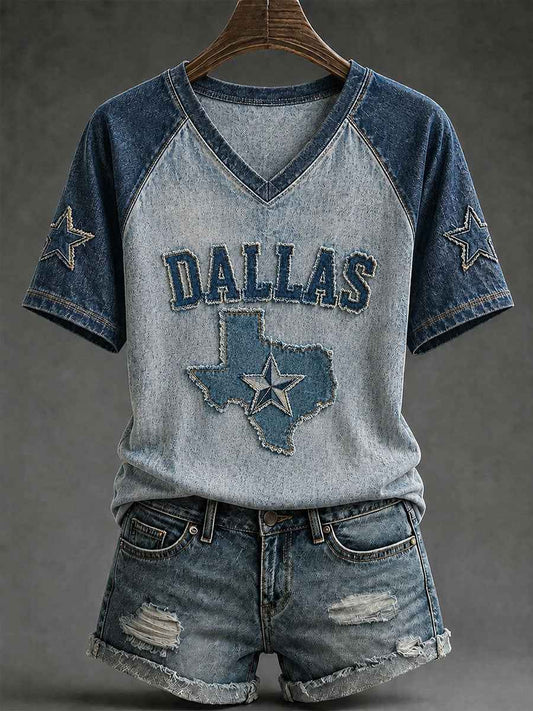 Women's Dallas Football Print Casual T-Shirt