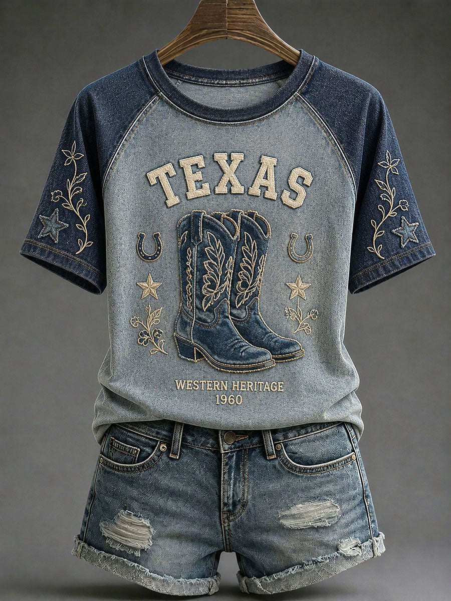 Women's Dallas Football Print Casual T-Shirt gracestitchs