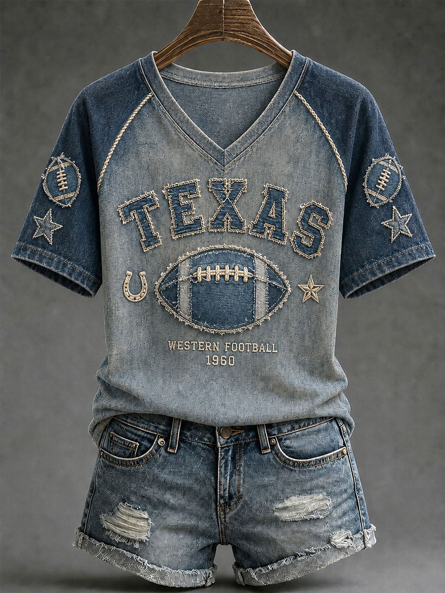Women's Dallas Football Print Casual T-Shirt gracestitchs
