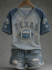 Women's Dallas Football Print Casual T-Shirt gracestitchs