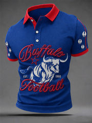 Men's Football Lover Buffalo Print Polo gracestitchs