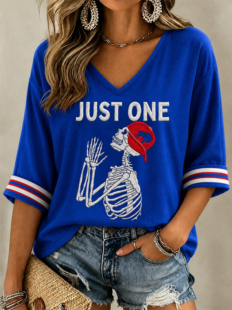 Women's Football Lover Buffalo Print V-Neck Tee gracestitchs