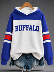 Women's Football Lover Buffalo Print Casual Hoodie gracestitchs