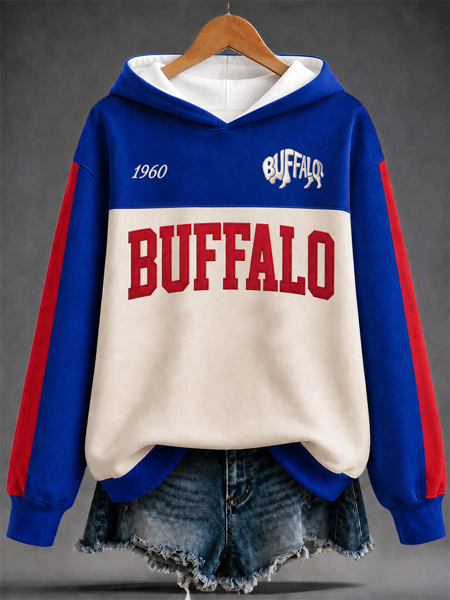 Women's Football Lover Buffalo Print Casual Hoodie gracestitchs