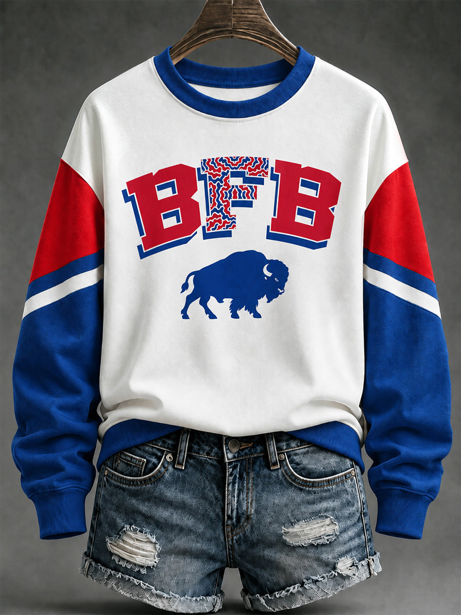 Women's Football Lover Buffalo Print Sweatshirt gracestitchs