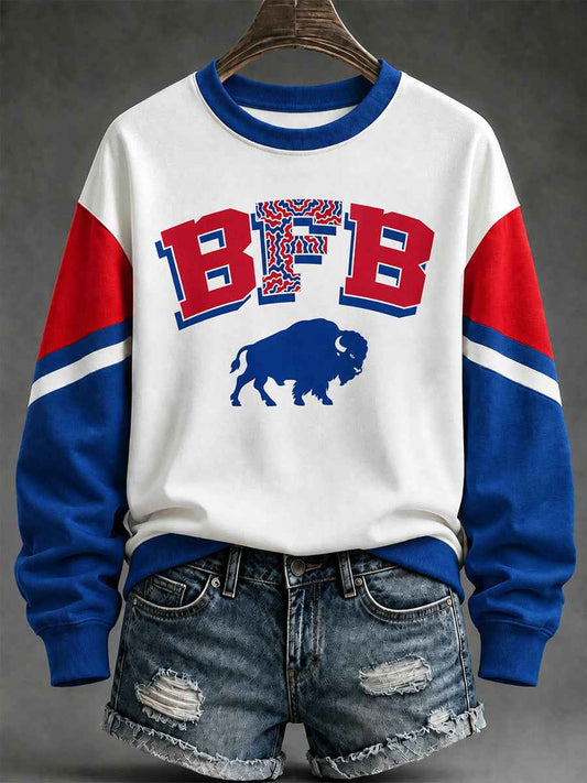 Women's Football Lover Buffalo Print Sweatshirt