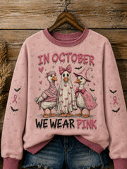 Women's In October We Wear Pink Printed Sweatshirt gracestitchs