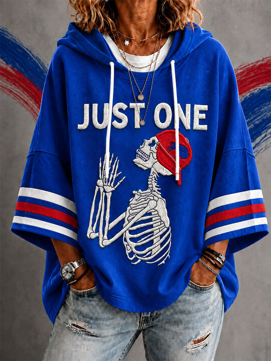 Women's Football Lover Buffalo Print Casual Short-Sleeve Hoodie gracestitchs