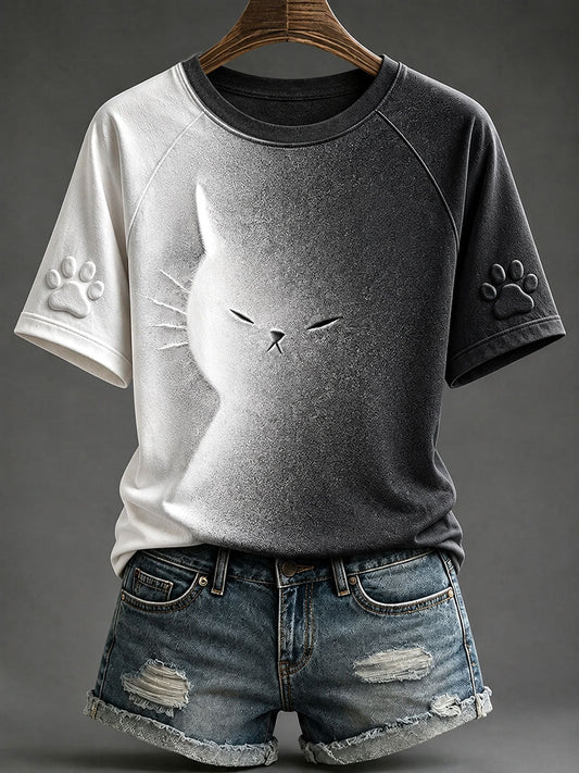 Women's Cat Print Art T-Shirts gracestitchs