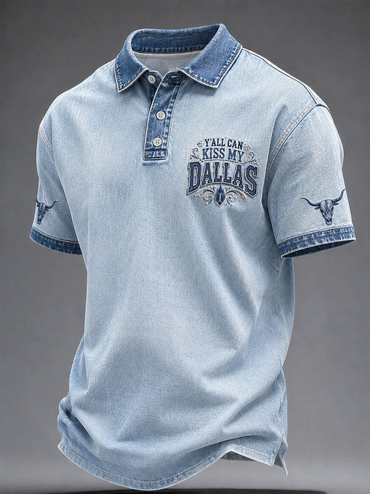 Men's Game Day Football Print Casual Polo Shirt gracestitchs