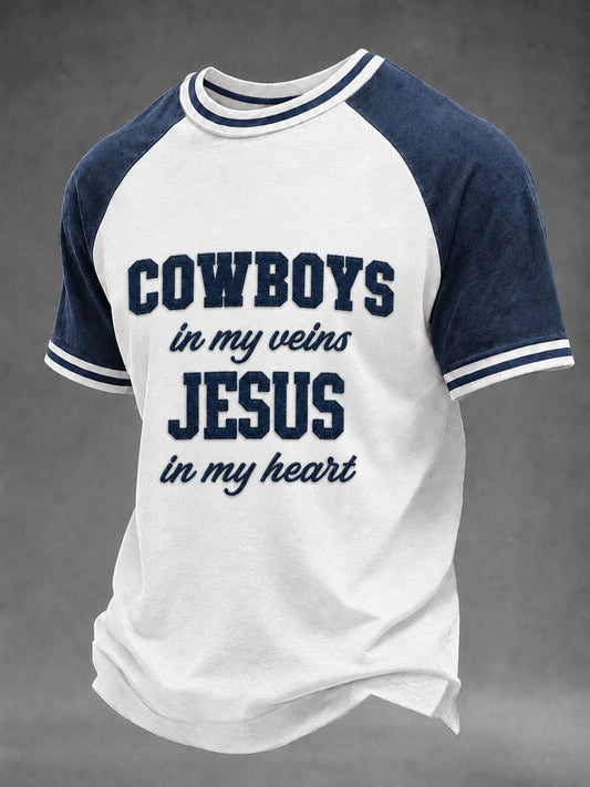 Men's Game Day Football Print Casual T-Shirt gracestitchs