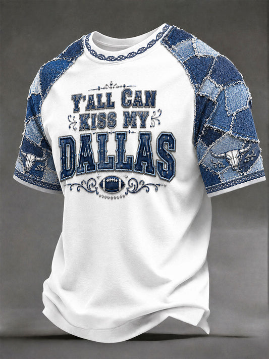 Men's Game Day Football Print Casual T-Shirt gracestitchs