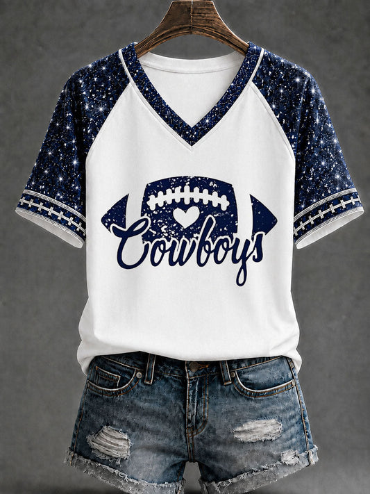Women's Game Day Football Printed Casual T-Shirt gracestitchs