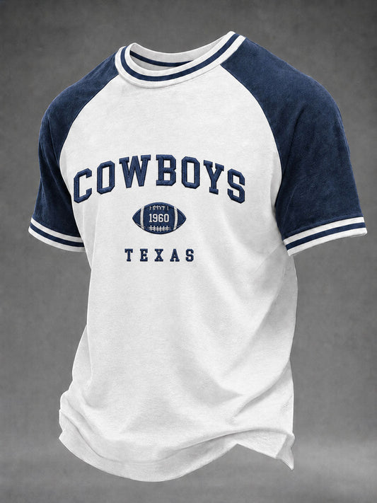 Men's Game Day Football Print Casual T-Shirt gracestitchs
