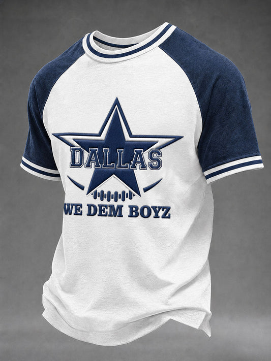 Men's Game Day Football Print Casual T-Shirt gracestitchs