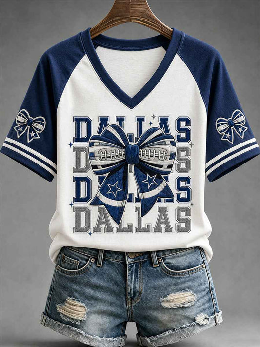 Women's Football Gameday Gift For Football Fans Casual V-Neck Tee