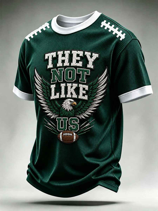 Men's They Not Like Us Football Gameday Gift For Football Fans Casual Waffle Tee